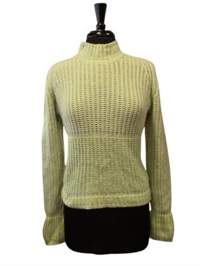 Malo Cashmere 46 Luxury Light Lime Green Turtleneck Sweater Ultra Soft Knit